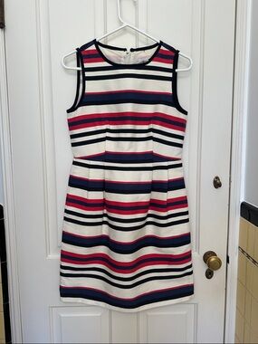J. Crew Sleeveless Striped Sheath Dress in Navy, Red, Black and Ivory Size 4